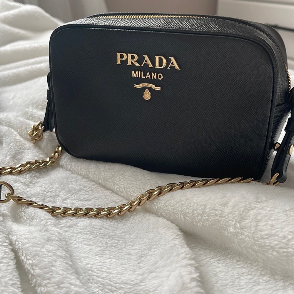 PRADA Black Saffiano Leather Camera Bag